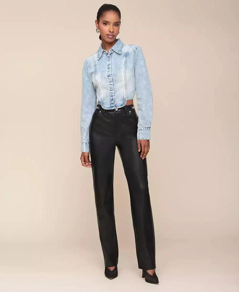 Avec Les Filles Women's Tuxedo Long-Sleeve Denim Shirt 5