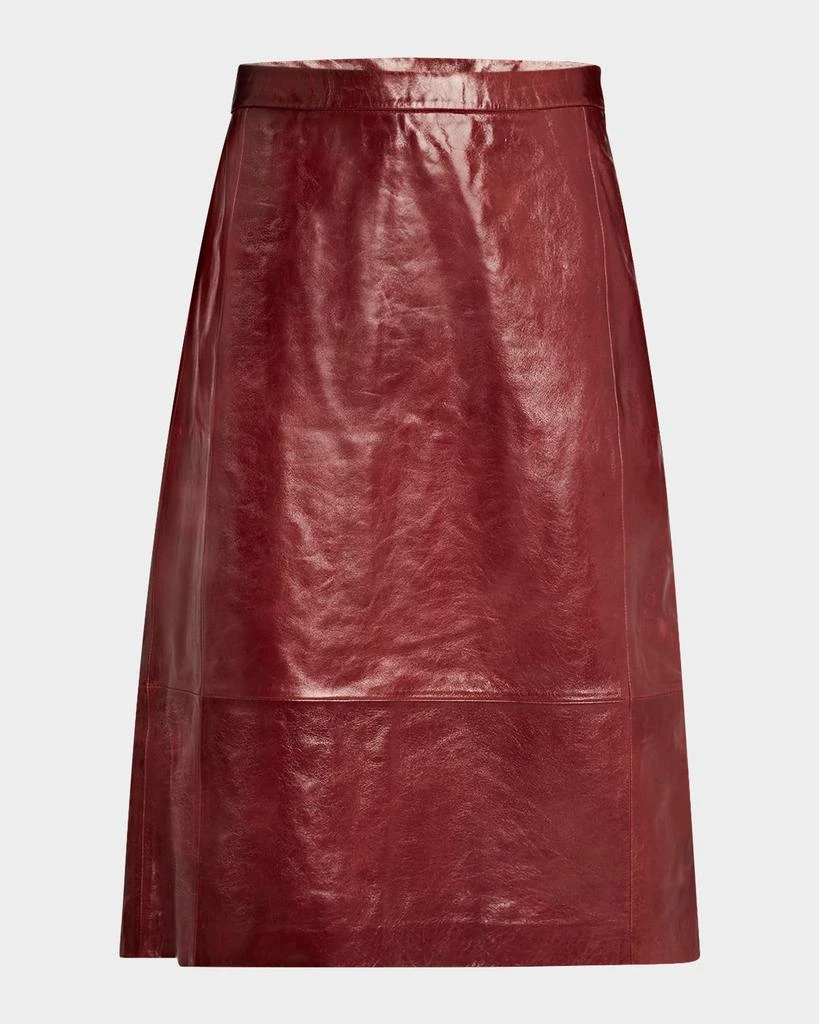 Kobi Halperin Hepburn A-Line Leather Midi Skirt 1