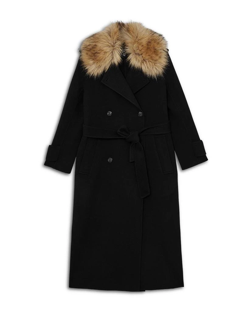 REISS Jolene Faux Fur Blind Seam Wool Coat 7