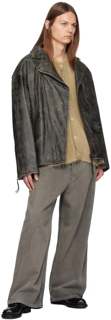 Acne Studios Black Faded Leather Jacket 4