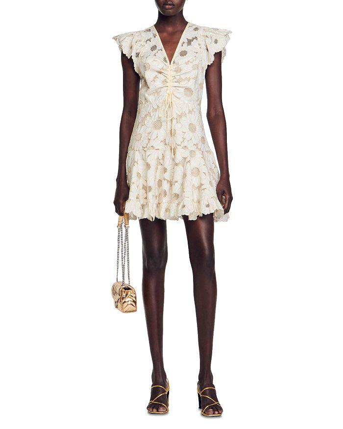 Sandro Danie Floral Scalloped Mini Dress