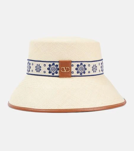 Valentino Antibes embroidered straw bucket hat 1