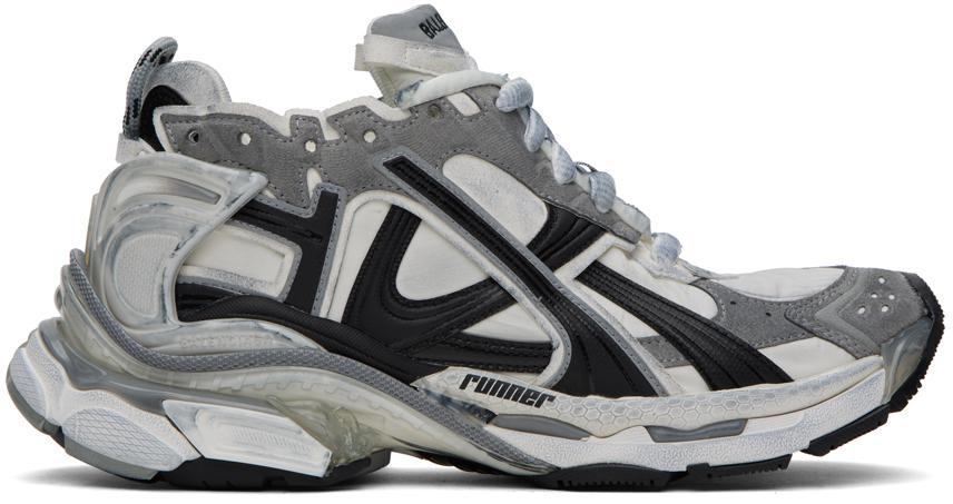 Balenciaga Gray & White Runner Sneakers