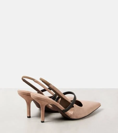 Brunello Cucinelli Monili suede slingback pumps 2