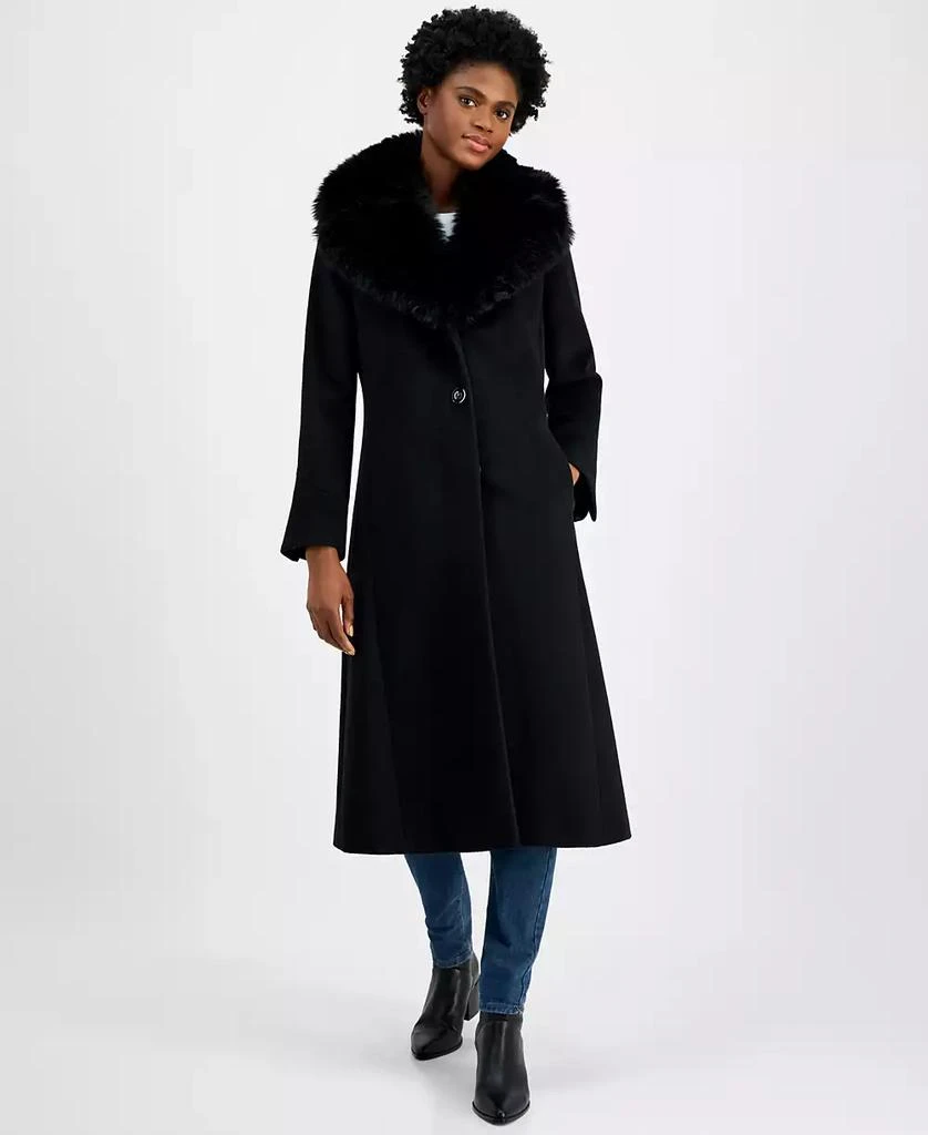 Via Spiga Women's Single-Breasted Faux-Fur-Collar Maxi Coat 1