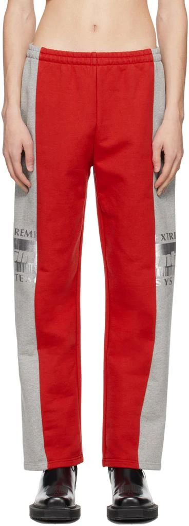 VTMNTS Red & Gray 'Extreme System' Lounge Pants 1