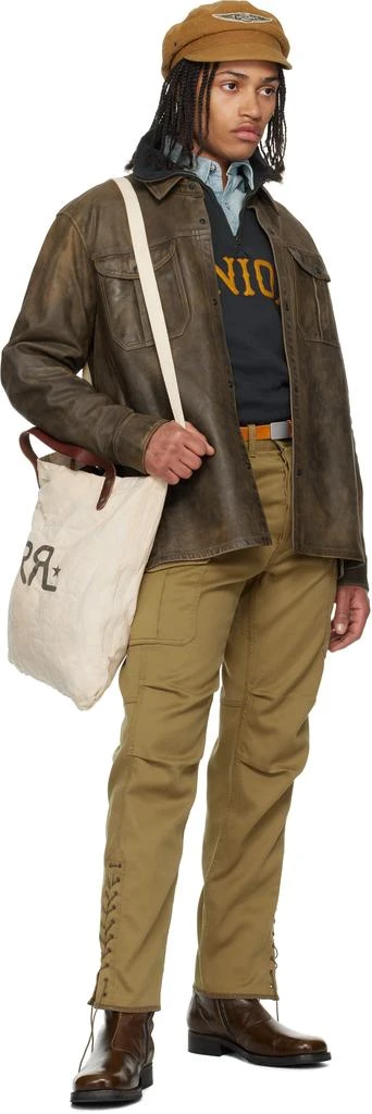 RRL Brown Hand-Distressed Leather Overshirt 4