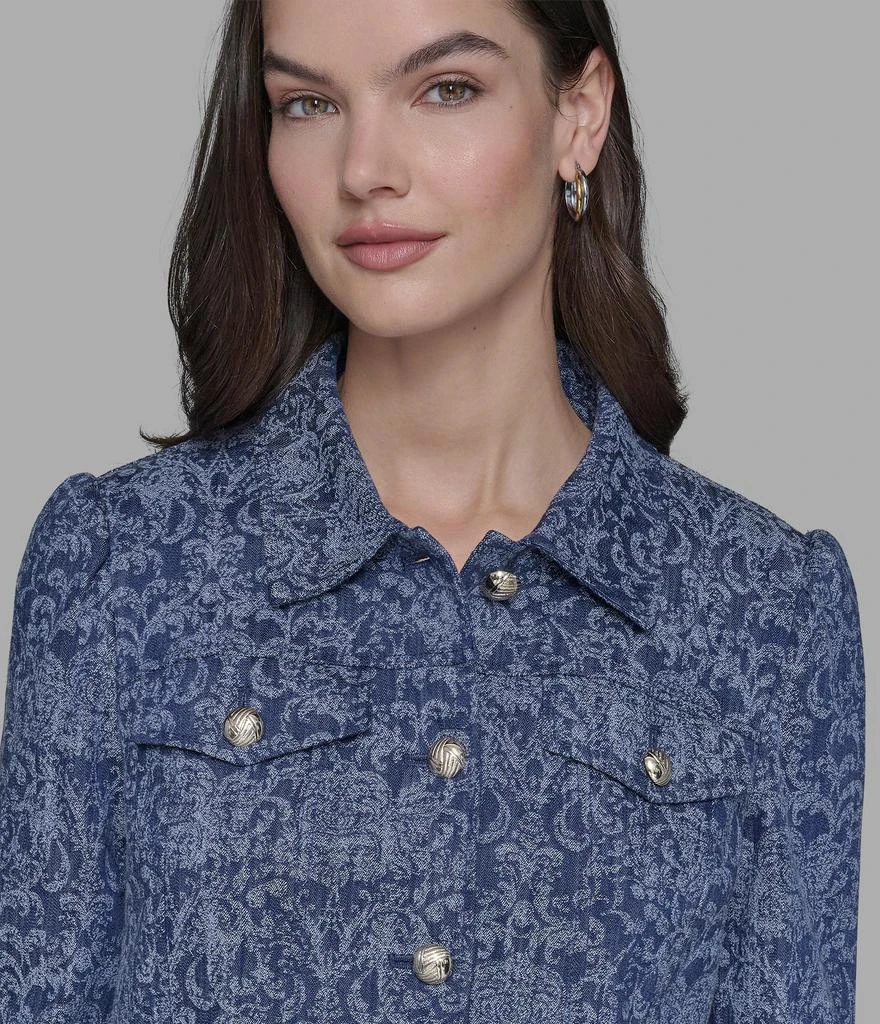Karl Lagerfeld Paris BROCADE PRINT DENIM JACKET 6