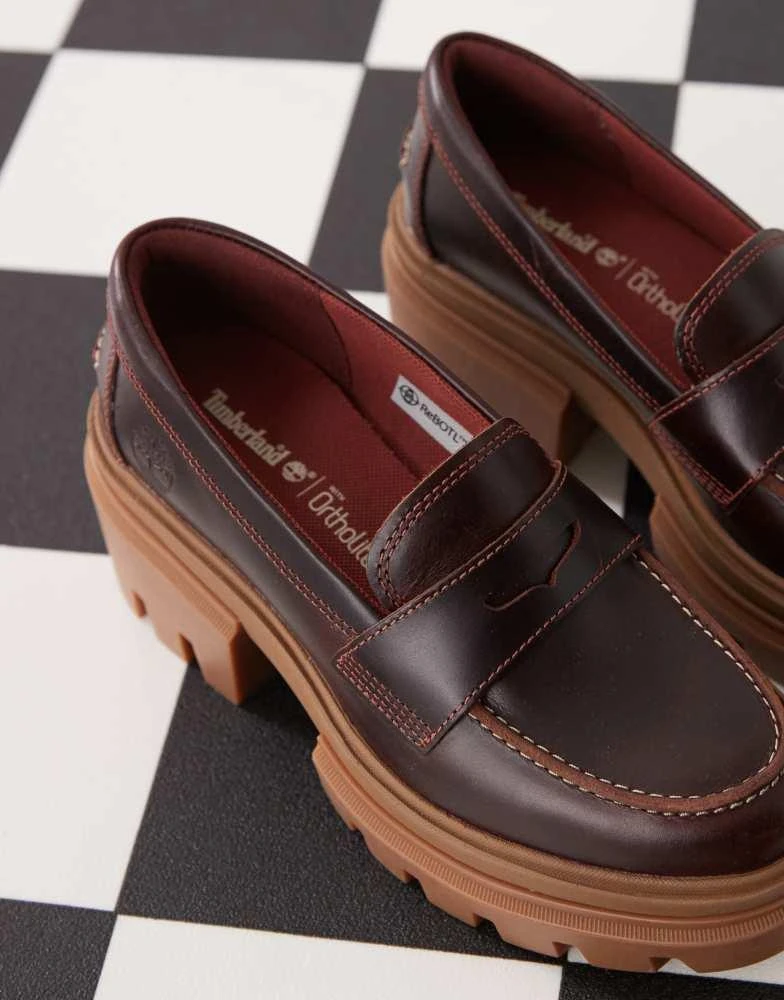 Timberland Timberland Everleigh platform loafers in burgundy leather 2