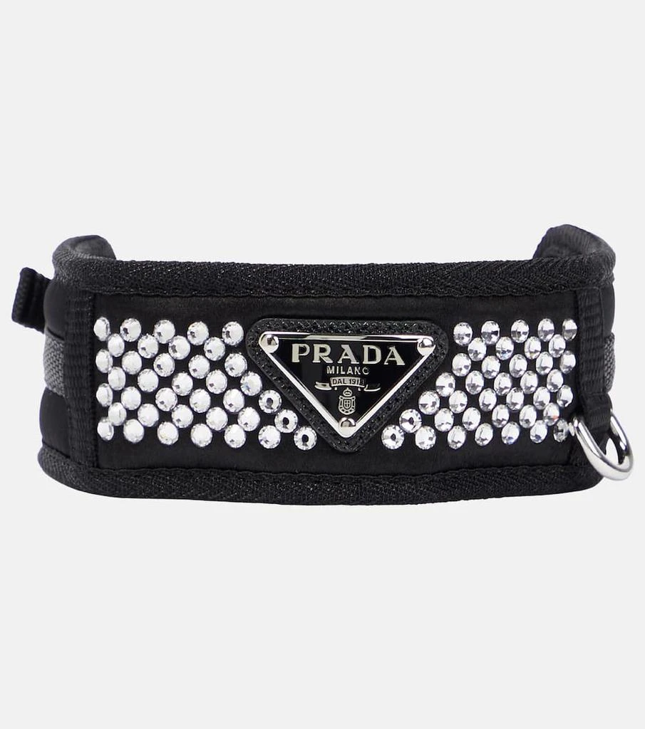 Prada Logo crystal-embellished dog collar 1