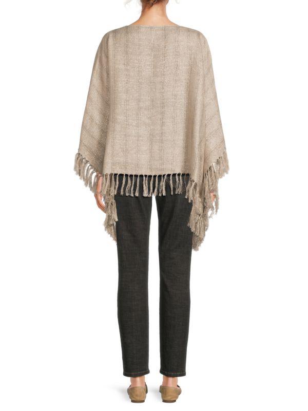 Brunello Cucinelli ​Linen-Blend Metallic Fringe Poncho