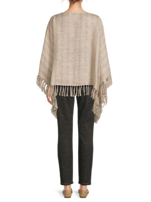 Brunello Cucinelli ​Linen-Blend Metallic Fringe Poncho 2