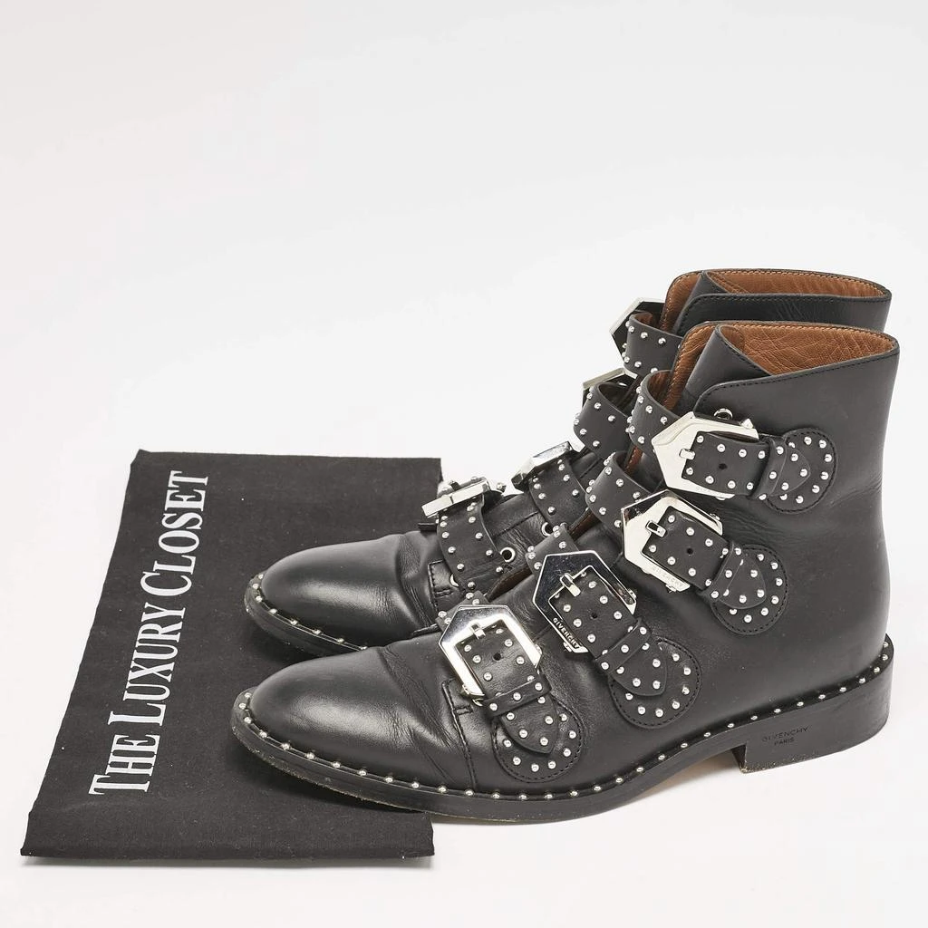 Givenchy Givenchy Black Leather Studded Buckle Detail Ankle Boots Size 37 9
