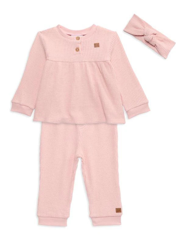 Calvin Klein Baby Girl's 3-Piece Textured Top, Pants & Headband Set 1