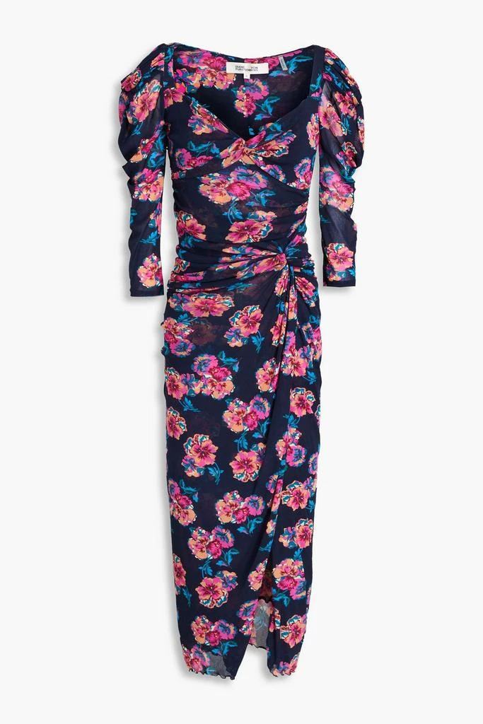 dvf mesh ruched dress DIANE Von FURSTENBERG DVF Black Floral Print Mesh Ruched Cocktail Dress L 12/14