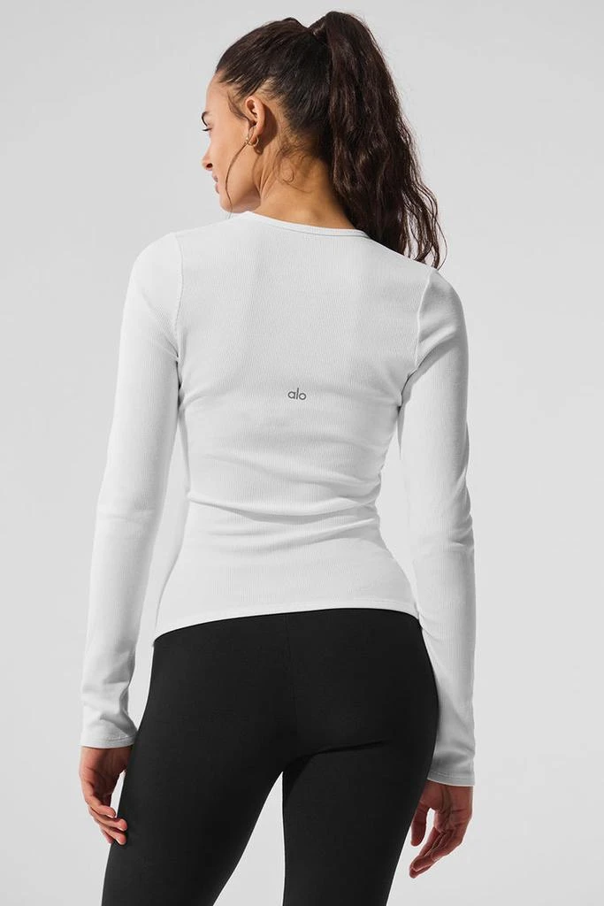 Alo Ribbed Modal Long Sleeve - Espresso 3