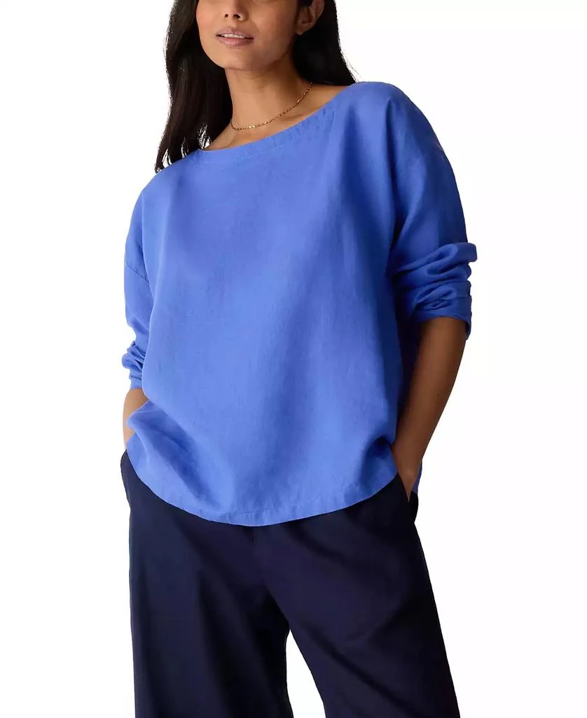 Eileen Fisher Women
s Boat Neck Boxy Top, Regular 
Plus Size