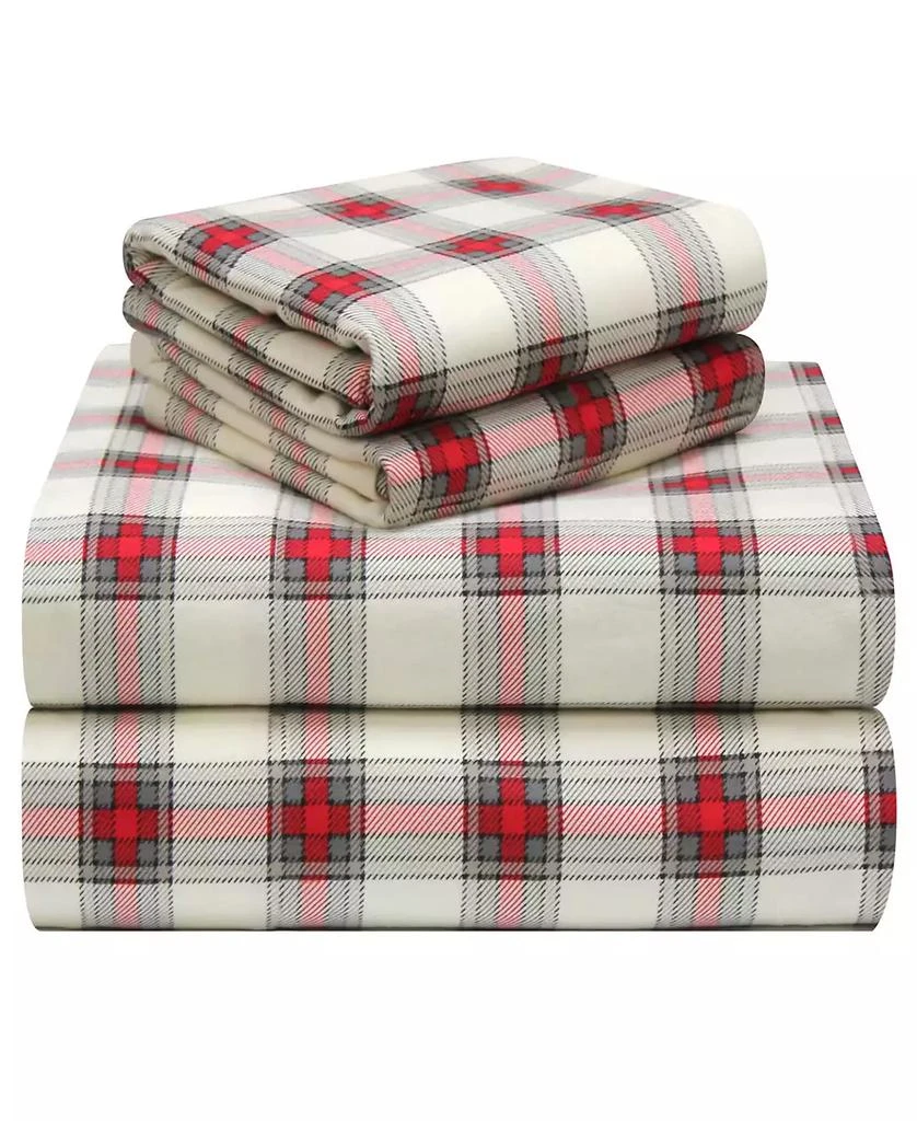 Pointehaven Plaid Flannel Sheet Set, King 3