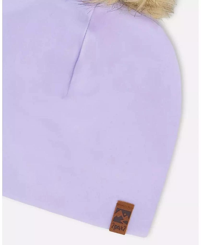Deux par Deux Girl Stretch Jersey Hat Purple with Pompom 4