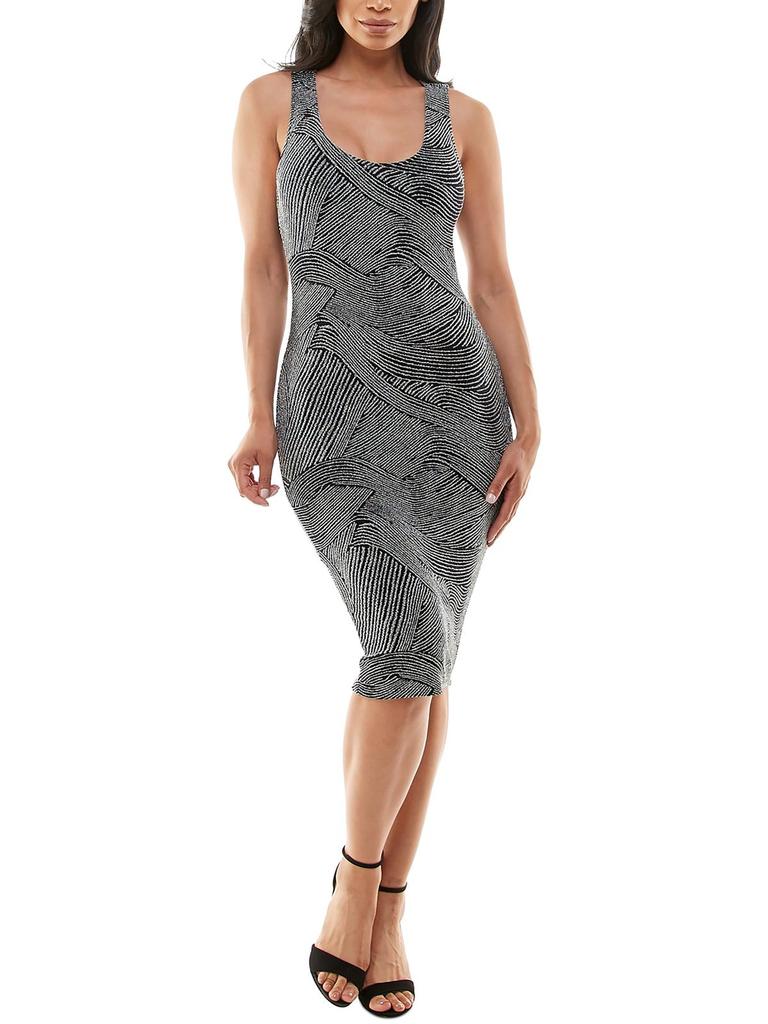 Almost Famous Little Black Dress Womens Metallic Sheath Cocktail And Party Dress