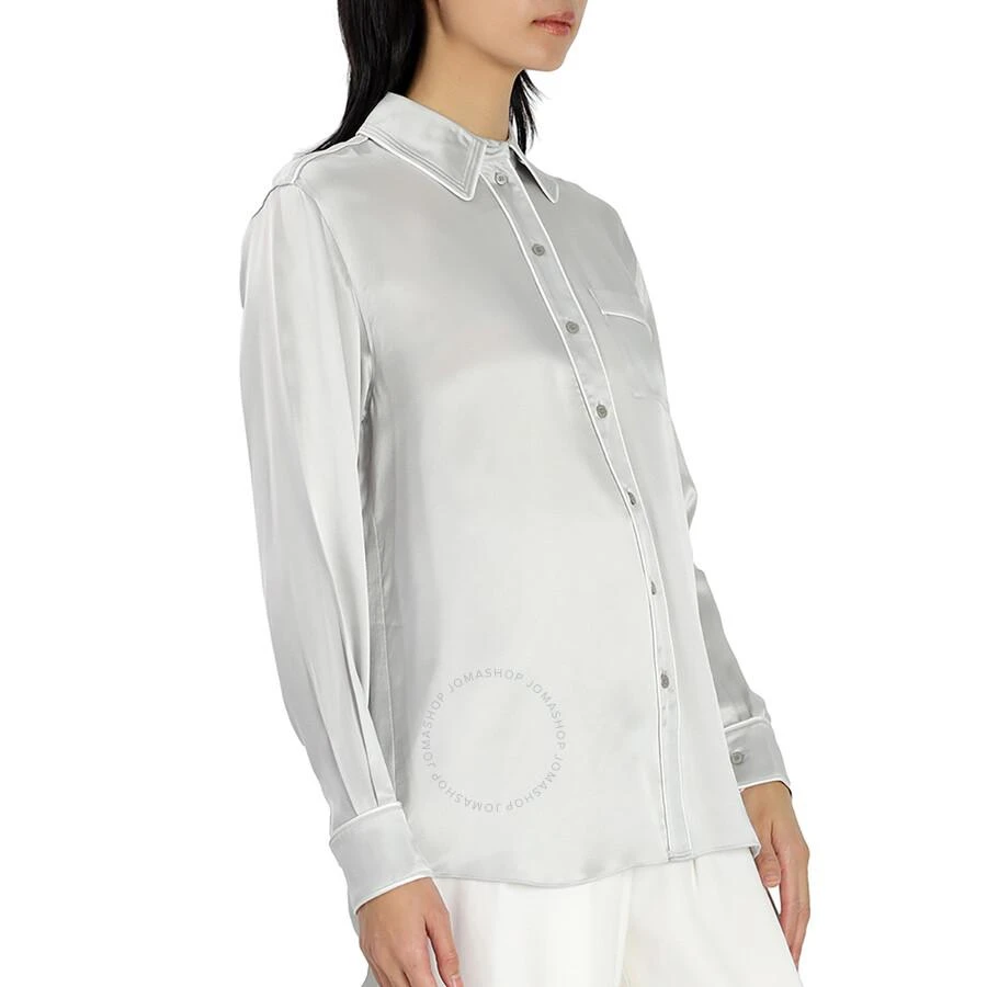 Burberry Ladies Light Pebble Grey Silk Satin Shirt 2