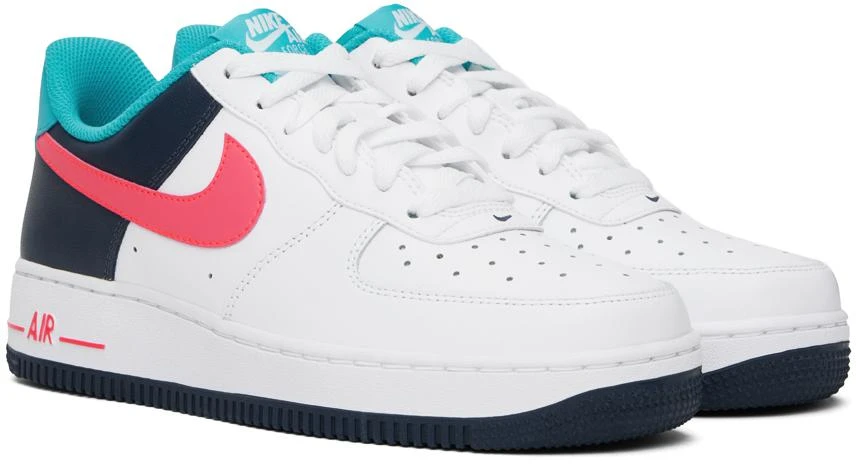 NIKE White & Blue Air Force 1 '07 Sneakers 4