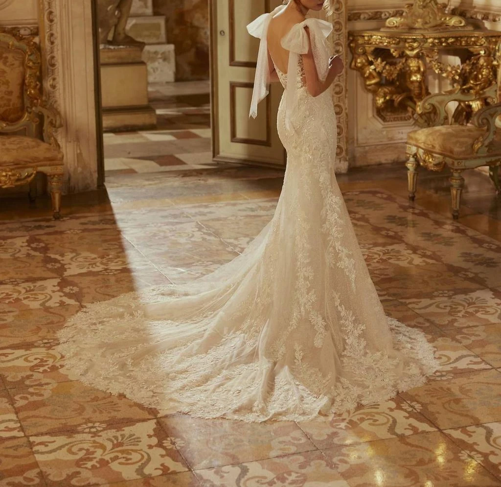 Demetrios Demetrios - Beaded Lace Flared Wedding Gown 3