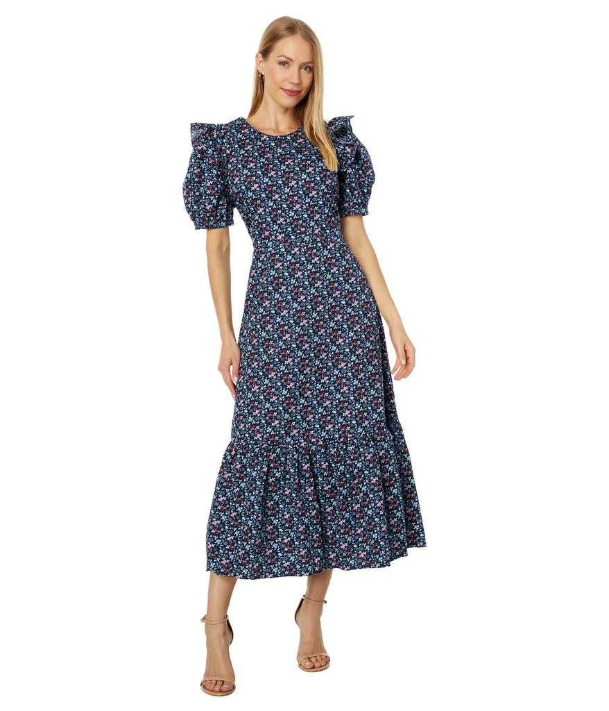 English Factory Floral Printed Cotton Open Back Midi Dress 1