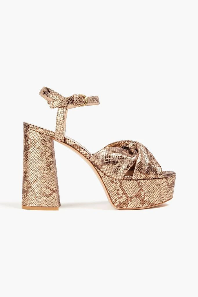 Gianvito Rossi Metallic snake-effect suede platform sandals 1