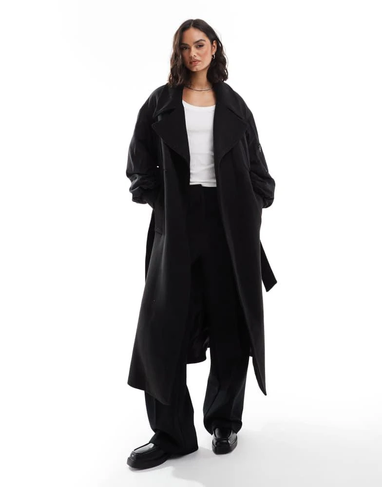 ASOS ASOS DESIGN spliced formal bomber coat in black 1