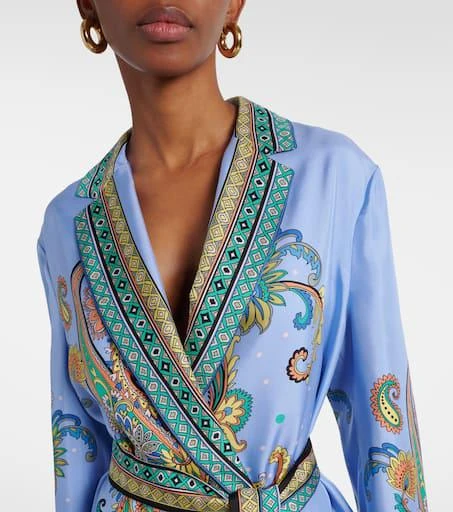 ETRO Paisley silk twill wrap blazer 4