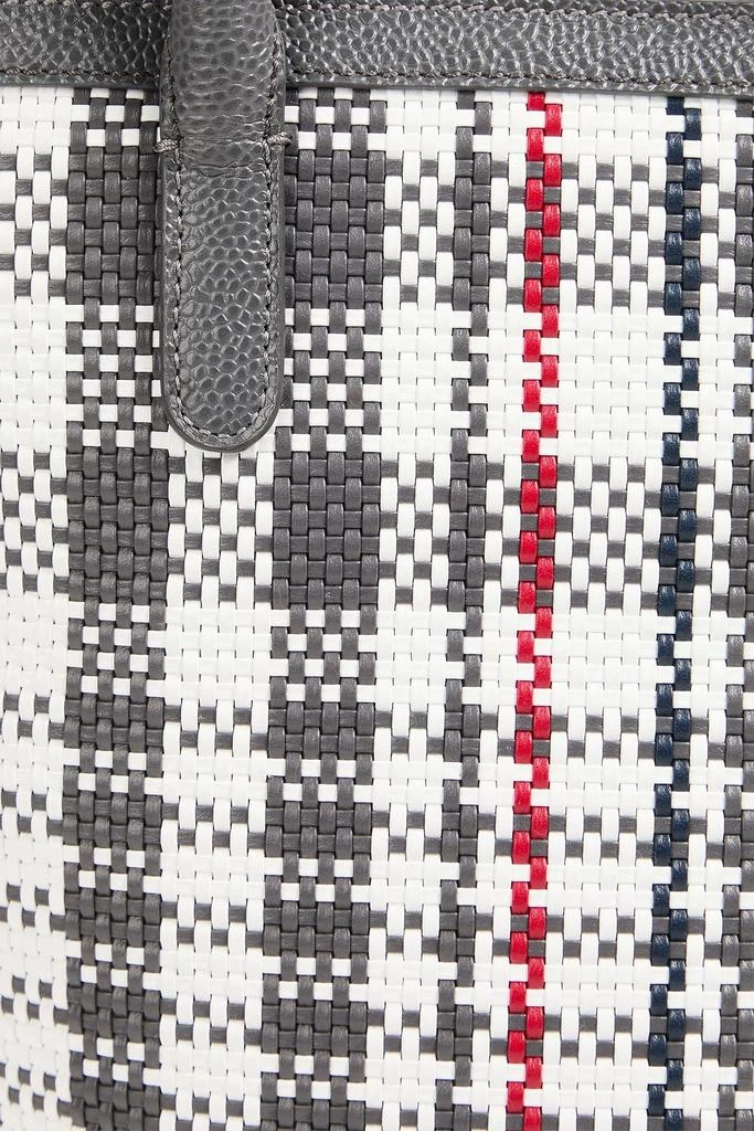 Thom Browne Checked woven and pebbled-leather bucket bag 4