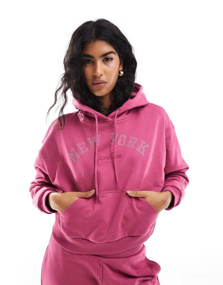 New Era New Era NY Yankees embellished logo hoodie co-ord in pink 1
