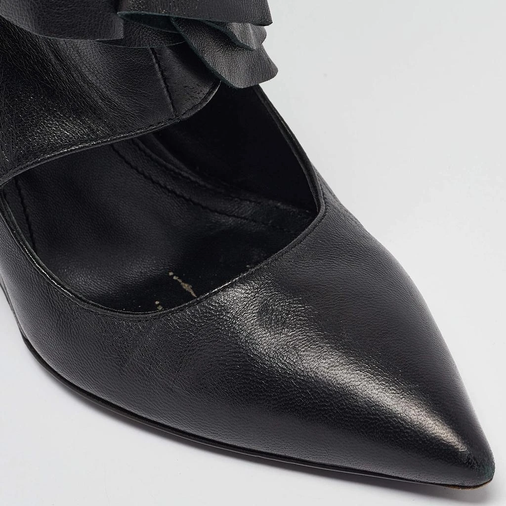 JW Anderson J.W. Anderson Black Leather Ruffle Knee Length Wedge Boots Size 38 7