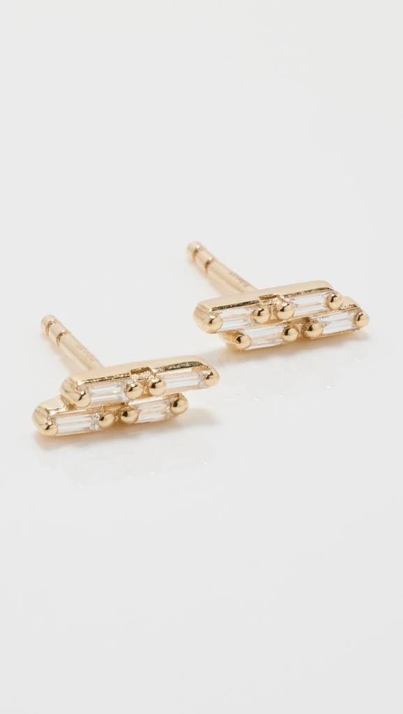 Suzanne Kalan 14k Double Baguette Diamond Stick Studs 3