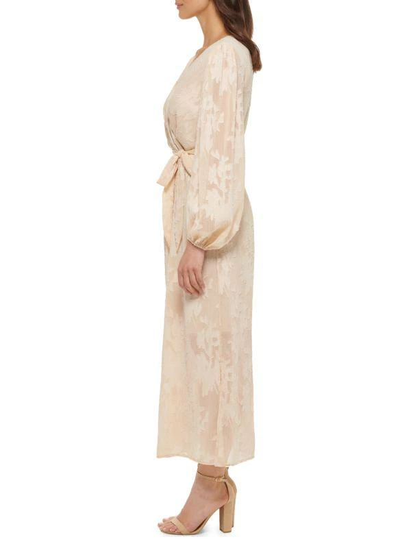 Kensie Metallic Floral Burnout Chiffon Maxi Dress 3