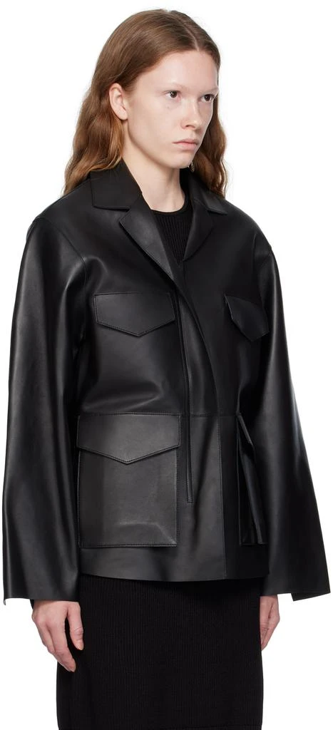Totême Black Army Leather Jacket 2