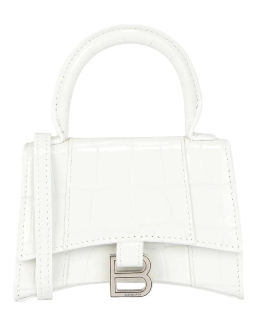 Balenciaga Hourglass Xs Crocodile Embossed Top Handle Bag