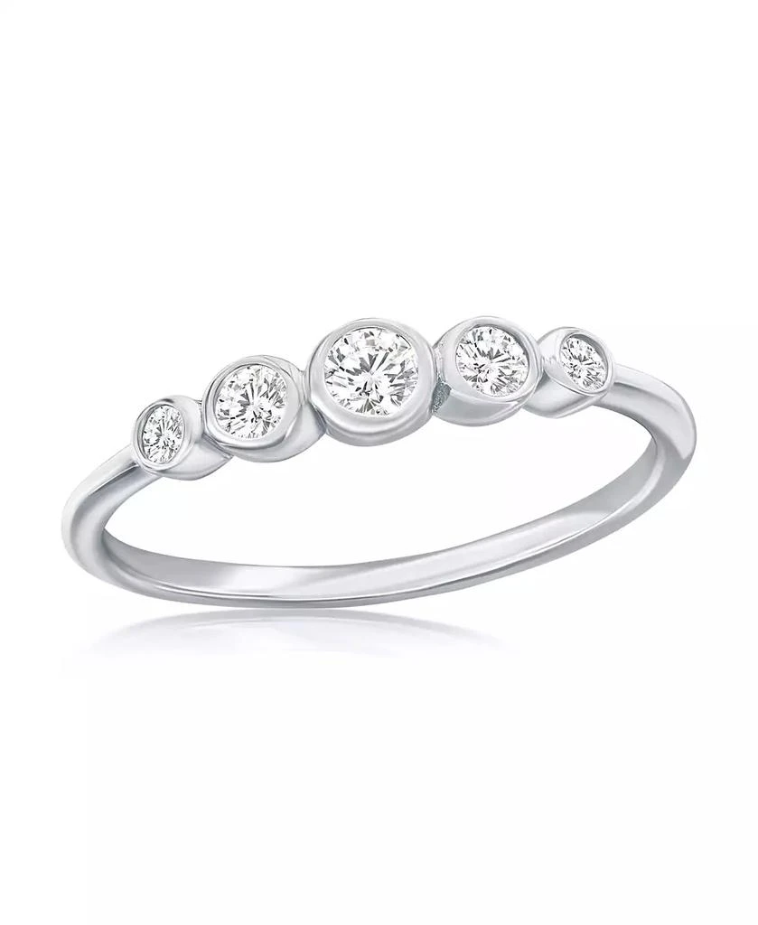 Simona Sterling Silver, Graduating Round CZ Ring