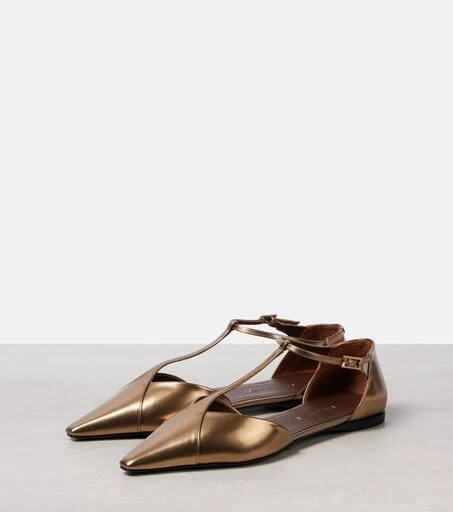 Max Mara Metallic leather ballet flats 4