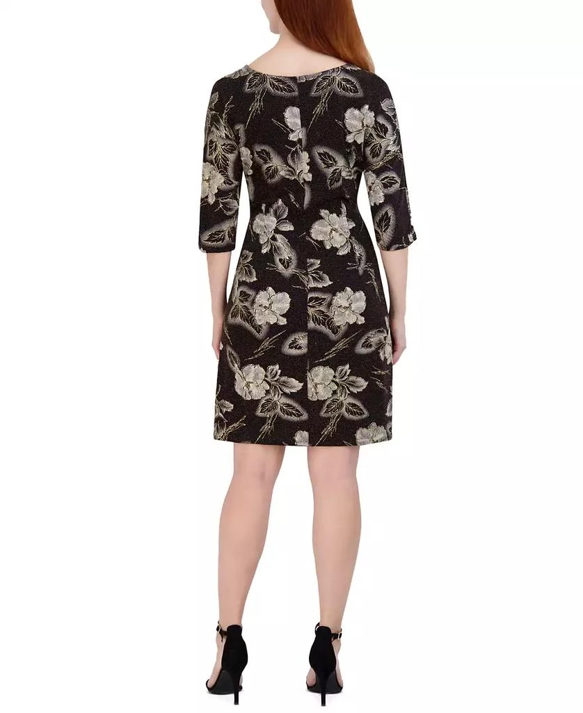 Robbie Bee Plus Size Floral-Print Side-Knot 3/4-Sleeve Sheath Dress 2