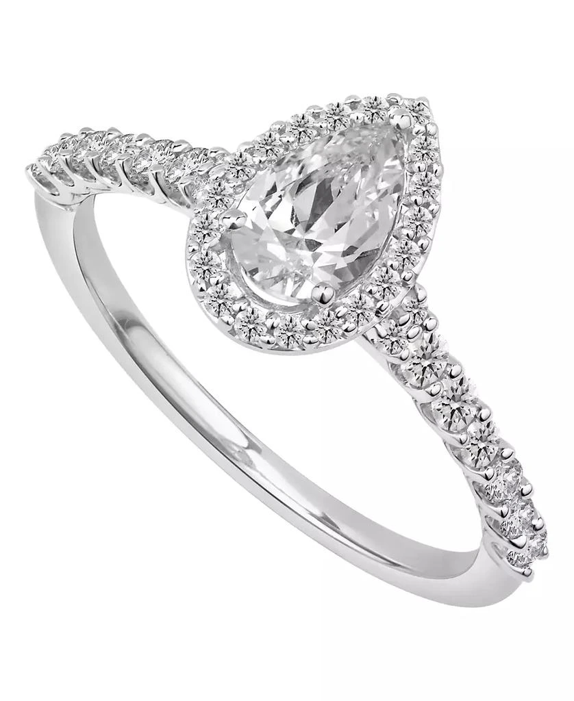 GIA Certified Diamonds Pear Halo Engagement Ring (1 ct. t.w.) in 14k White Gold