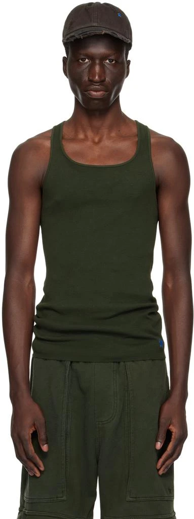 GREG ROSS Khaki Raw Edge Tank Top 1