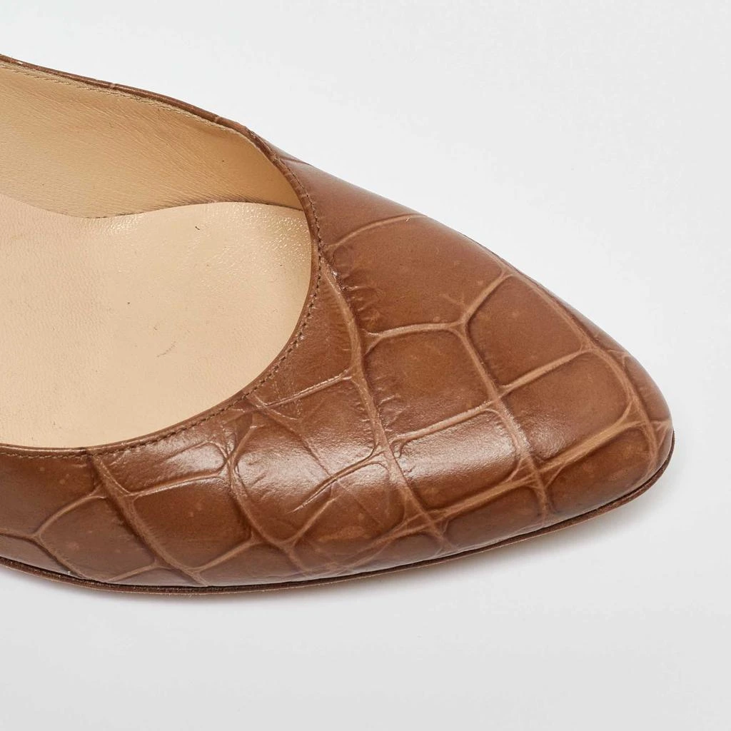 Jimmy Choo Jimmy Choo Brown Croc Embossed Leather Pumps Size 38.5 7