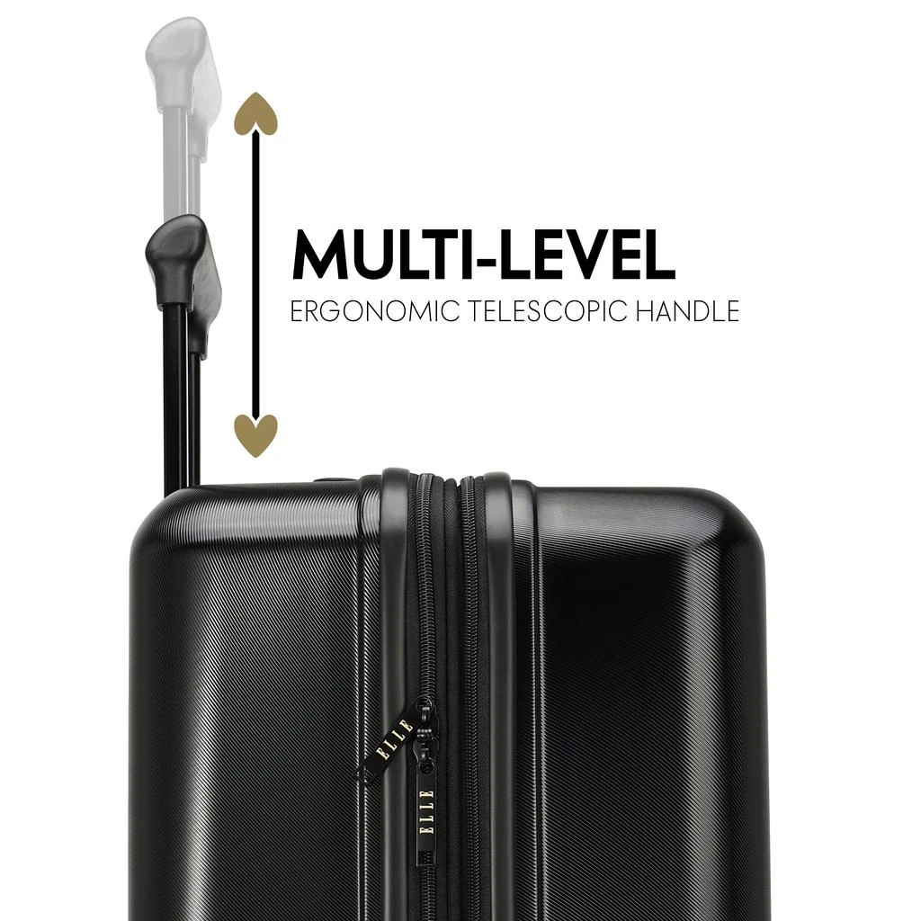 ELLE Expedition 3 Piece Expandable Polycarbonate Spinner Luggage Set | Black 6