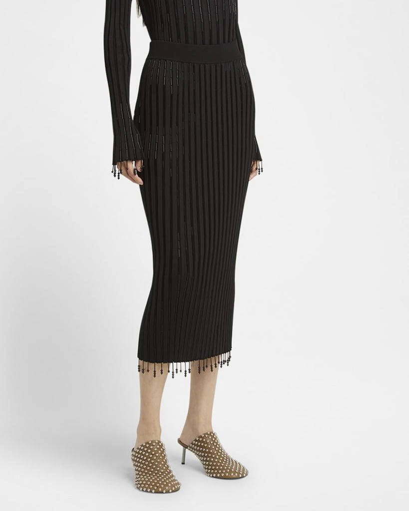 Jil Sander Beaded Fringe Rib Midi Skirt 4