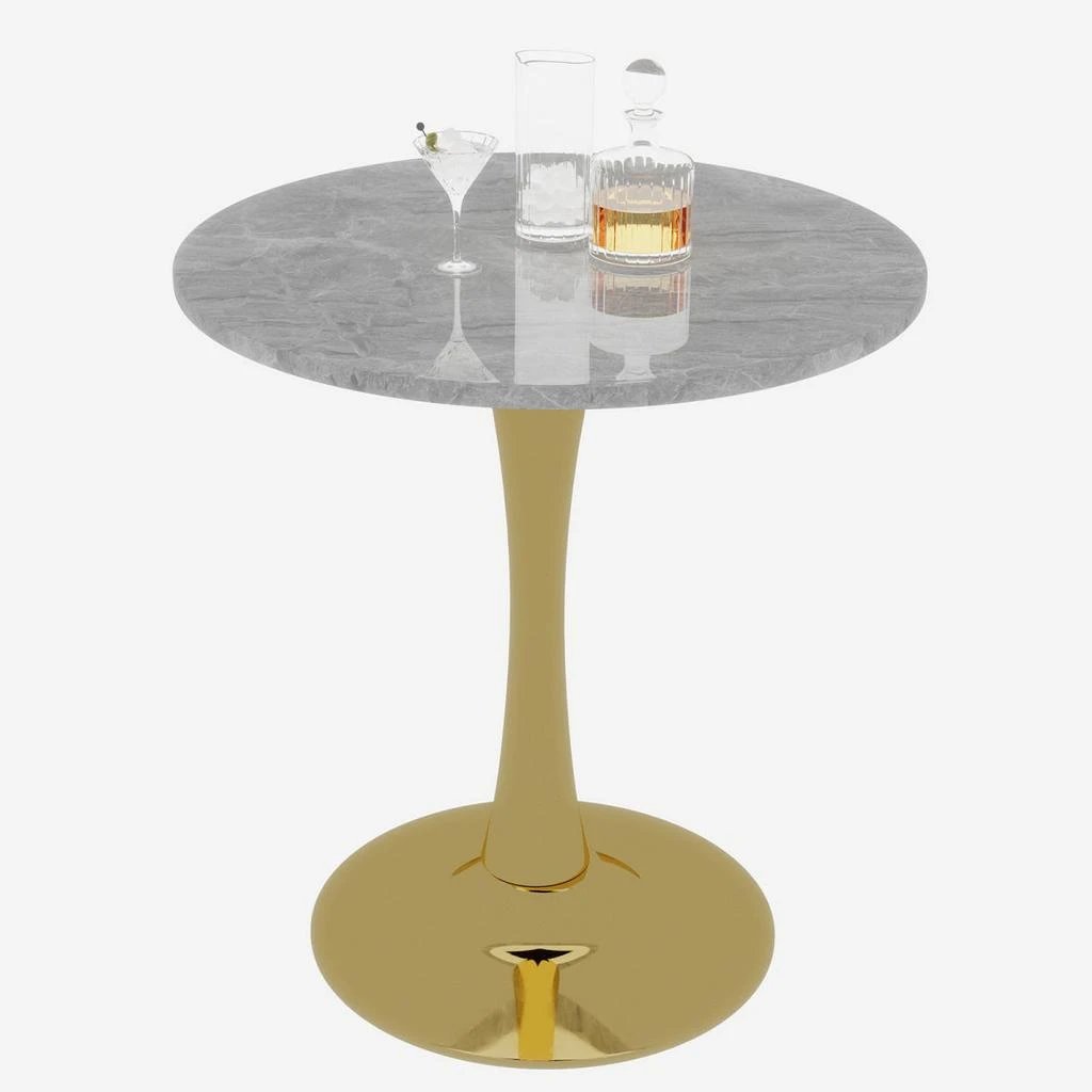 Streamdale Furniture Streamdale Gold 27.6" Mid-Century Modern Coffee/Dining Table with Round Marble Top. 5
