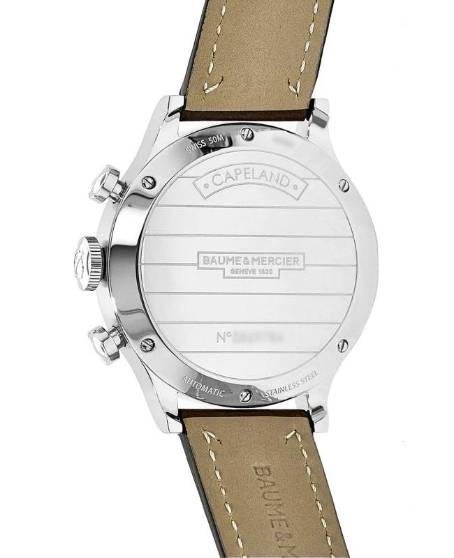 Baume & Mercier Baume & Mercier Capeland Chronograph 42mm Automatic Grey Dial Leather Strap Men's Watch 10002 3
