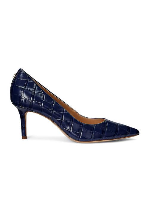 Ralph Lauren Lanette Crocodile-Embossed Leather Pumps - High Heels
