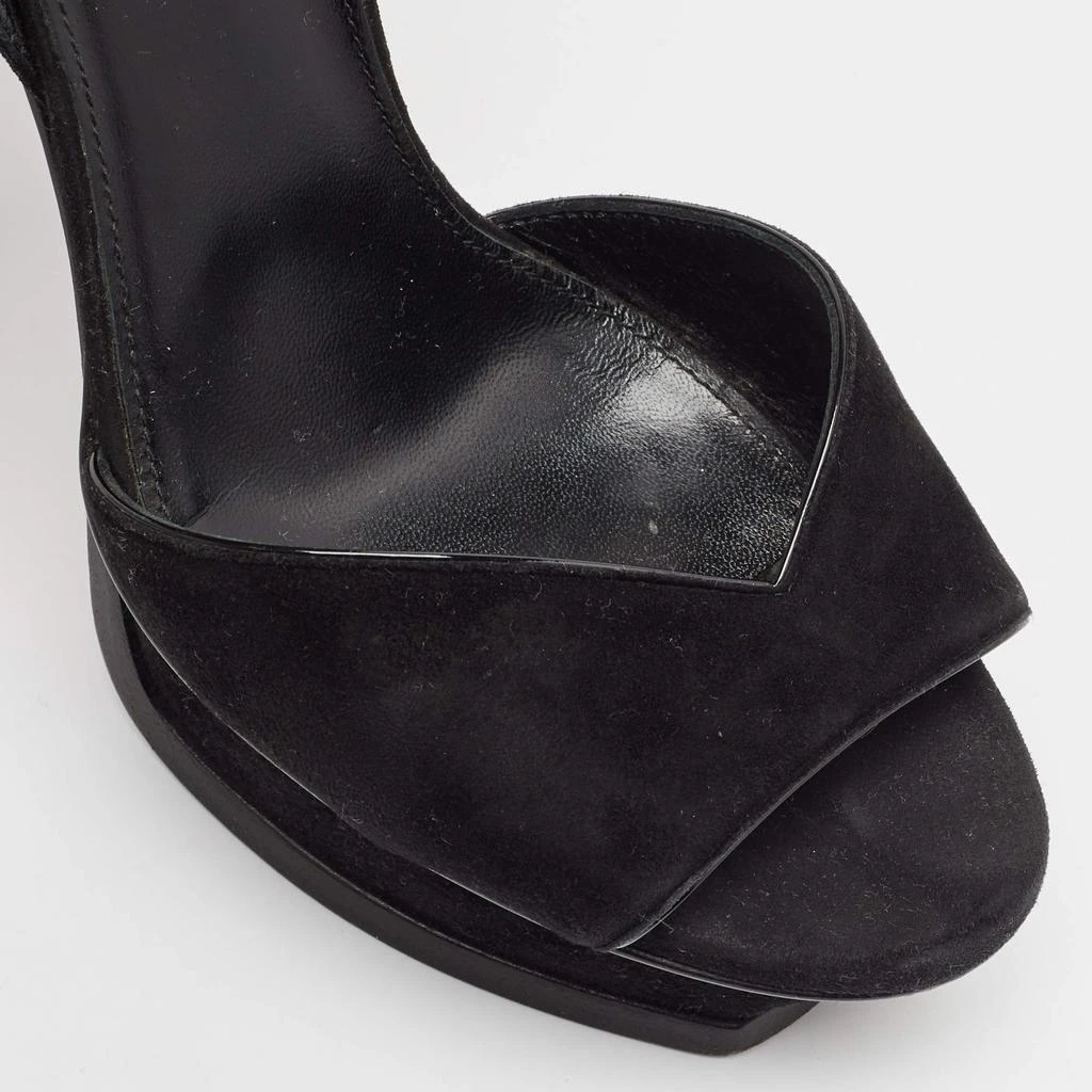 Yves Saint Laurent Saint Laurent Black Suede Ankle Strap Platform Sandals Size 37.5 7